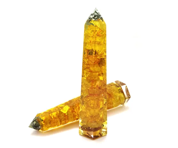 Exporter of Indian Citrine Orgonite Obelisk Standing Crystal Points at Competitive Price