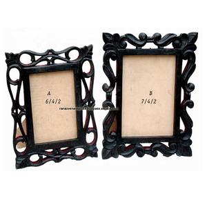 Table and Desk Decorative Wooden Carved Picture <b>Photo</b> <b>Frame</b> With <b>Black</b> Color in Rectangle - Product Image 1