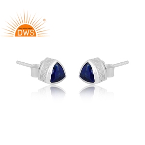 Pendientes de plata de ley 925 con diseño triangular de lapislázuli Natural, joyería para mujeres - Product Image 2