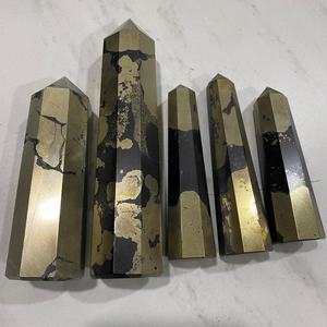 Venta al por mayor de cristal de pirita dorada, Obelisco, torre de cristal Natural pulido, punto Feng Shui, artesanía de piedras preciosas semipreciosas curativas - Product Image 4