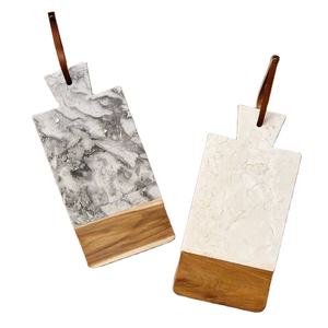 Planche à découper en marbre et bois avec poignée, planches à découper en bois et produits de forme carrée Offre Spéciale, vente en gros - Product Image 1