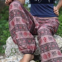Pantalon Harem Gypsy Aladdin Festival Om Aum Marron Yoga Hippie Boho Plage Indien Om Pantalon Homme Femme Ali Baba