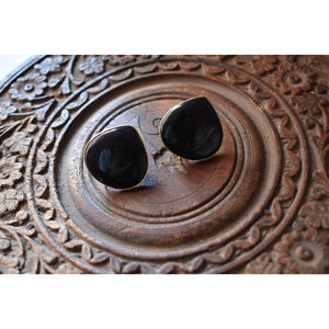 trending latest <b>fashion</b> handmade golden matte finishing brass stone stud <b>hoop</b> <b>earing</b> for girls and women - Product Image 3