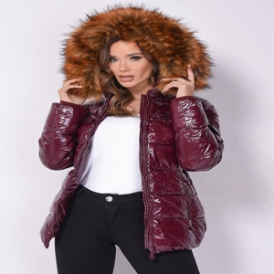 Aislante cortavientos térmico Micro bola fibra mujer abrigo largo invierno piel capucha mullido zorro piel mapache piel Puffer chaqueta - Product Image 3