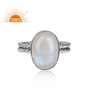 Anillo ajustable de piedras preciosas de piedra de luna de arcoíris Natural de Plata de Ley 925 oxidada, joyería para mujer, regalo para ella - Product Image 3