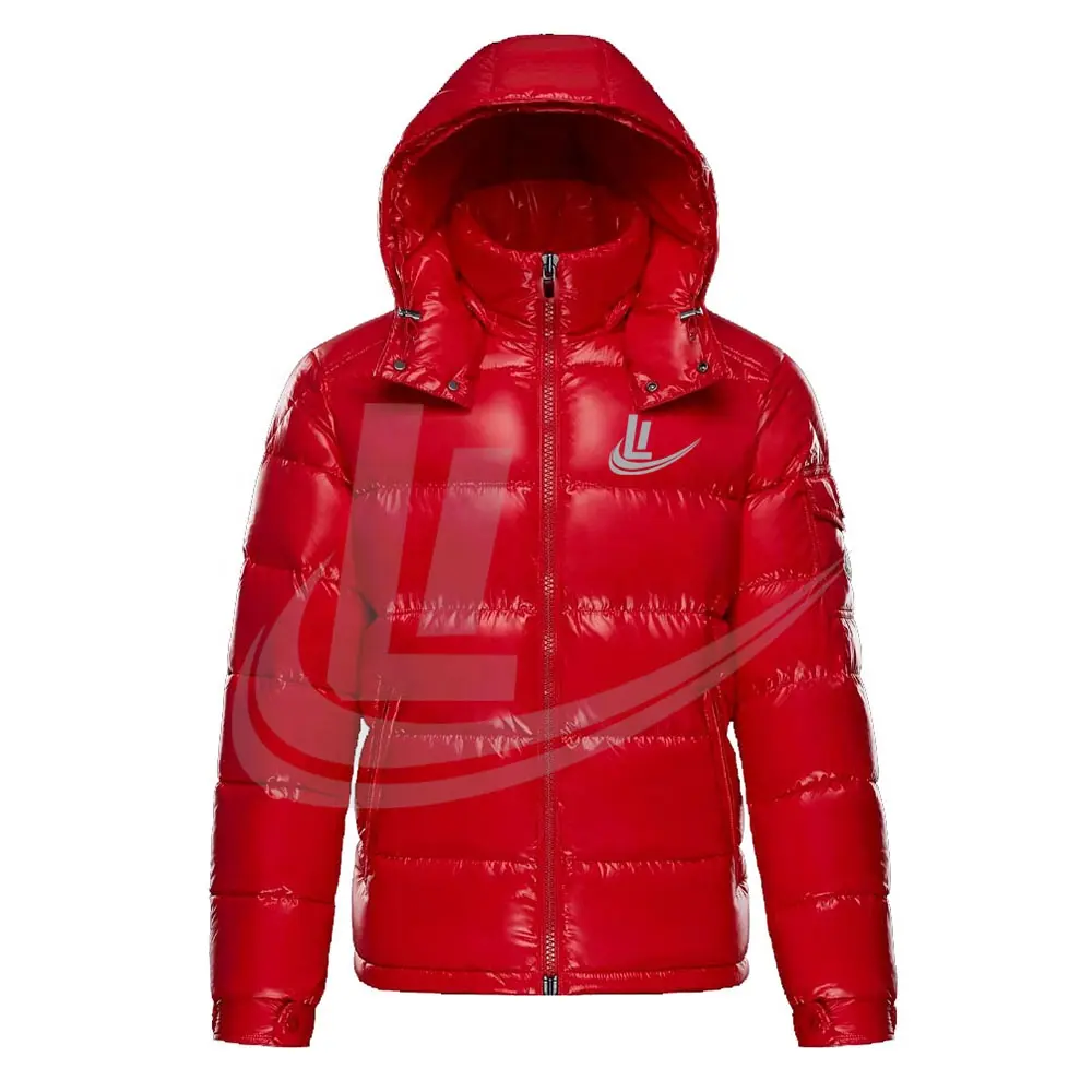 Hoge Kwaliteit Rode Custom Puffer Jas/Puffy Jas/Gewatteerde Gewatteerde Jas, bubble Jacket Eend Donzen Puffer Jas