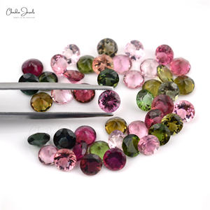 Turmalina natural multicolor 6X6MM Piedra de corte redondo Piedra preciosa suelta de turmalina de alta calidad del fabricante a precio mayorista - Product Image 4