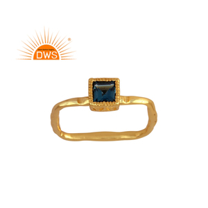 Anillo apilable de piedras preciosas de Topacio Azul Londres Natural de Plata de Ley 925 para fabricante de joyas de mujer - Product Image 1