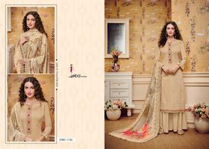 Designer Party tragen graue Farbe schwere bestickte Baumwoll seide Indische Frauen tragen Kurti mit Palazzo Dupatta in Surat Alpha numero