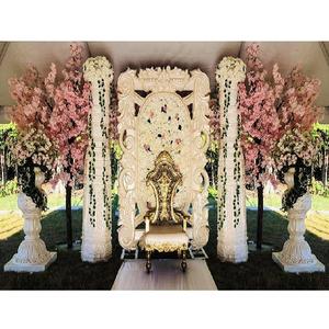 Decoración de escenario para exteriores, escenario de boda de temática blanca inglesa, el mejor escenario de recepción de boda india - Product Image 1