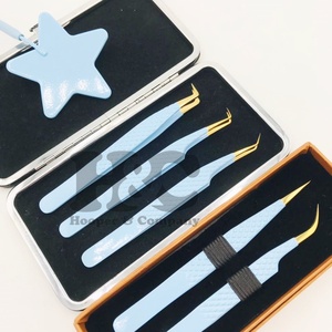 Nouvelle pince à épiler bleue pour Extension de cils pince à épiler Extension de faux cils Logo de marque privée offre pince à cils vison - Product Image 1