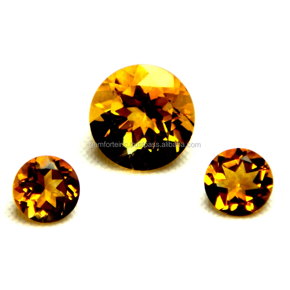 Semi Precious Citrine Loose Gemstone Faceted Cut Citrine Round Shape High Quality Natural Gemstone For Jewelry Stone Citrine