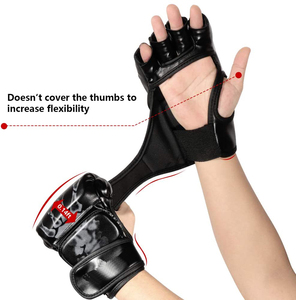 Oferta Súper Septiembre: Guantes de Boxeo MMA con Protección para Muñecas y Nudillos, Material de Cuero, para Exteriores, Medios Dedos/Sin Dedos - Product Image 4