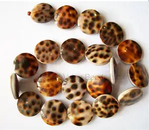 贝壳珠子，虎形，扁平圆形20毫米