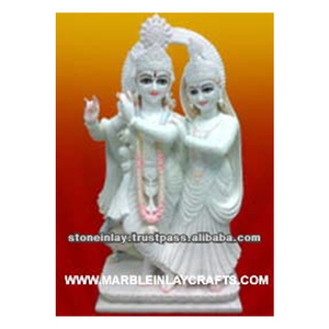 Statue en pierre blanche Shaning, Radha Krishna, bonne finition, poli, Durable, Sculpture en marbre Kanha Ji - Product Image 1