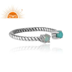 Bague en pierre précieuse opale éthiopienne Turquoise, anneau indien, en argent Sterling nouvelle collection, ouvert, fabrication de bijoux - Product Image 6
