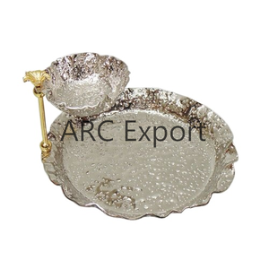 Stainless Steel Chip and Dip Bowl Hammered Mirror Polished Round Shape Decorative Party Ware Tabletop Food Server Ware Bowl - Product Image 5