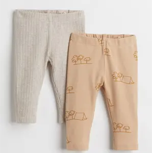 Leggings en coton pour petites filles, pantalon décontracté à volants, de couleur unie, tendance, automne - Product Image 1