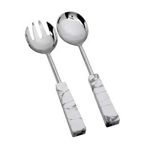 Juego de Servidores de Ensalada de Acero Inoxidable de Estilo Moderno con Mango de Resina, Ecológico, Apto para Lavavajillas, 11 Pulgadas, para Hogar, Hotel, Restaurante, Eventos - Product Image 3