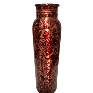 CO-02 Handmade Copper Water Bottle Leak-Proof and Joint-Free with Flower Printed Design Direct Drinking <b>for</b> Home Use - Product Image 6