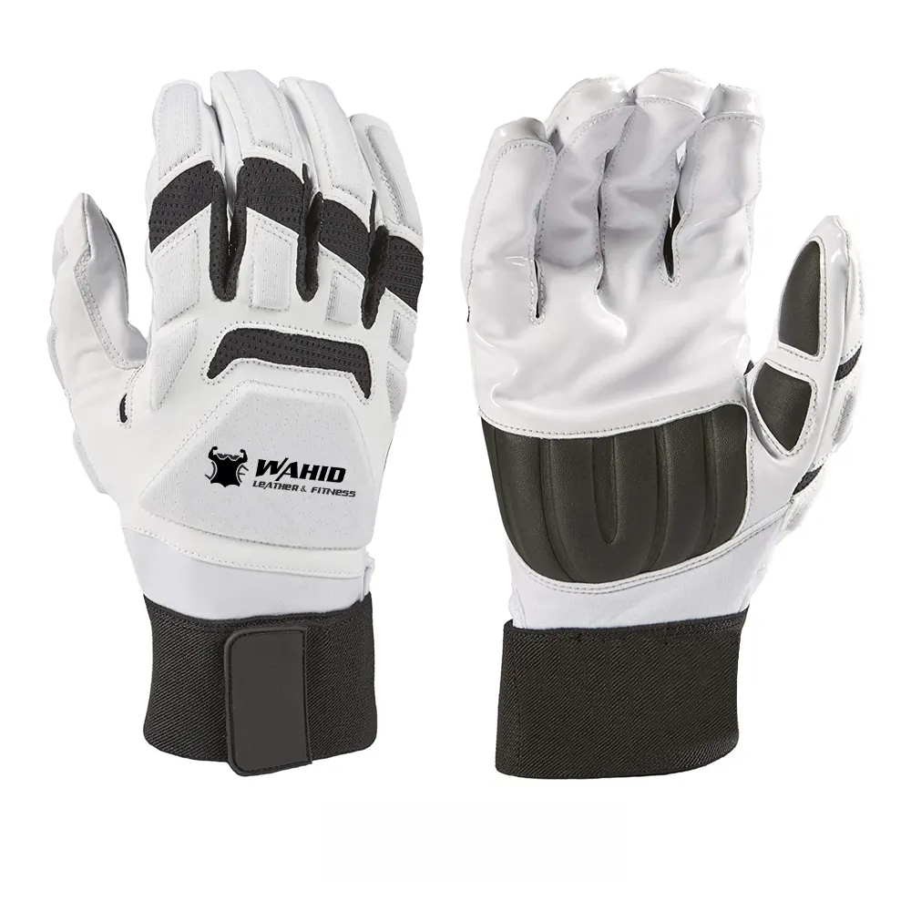 Silicon Palm Grip Eva Padding Synthetisch Leer Ademend Mesh Met Elastische Polssteun Rugby Handschoenen Rugby Ontvanger Sport