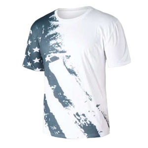 T-shirt en coton uni à manches courtes et col rond pour homme, personnalisé, à la mode, avec impression par sublimation et broderie tricotée - Product Image 3