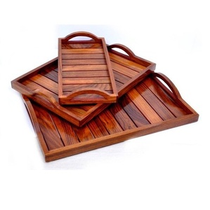 Venta al por mayor 3 piezas de madera diseño estándar bandeja para servir interior fiesta boda y decoración del hogar Comida servir bebida bandeja de diseño para servir - Product Image 1