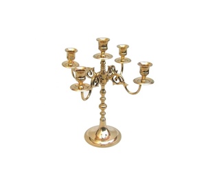 เชิงเทียนทองเหลืองทำมือแบบ5เสา - Product Image 1
