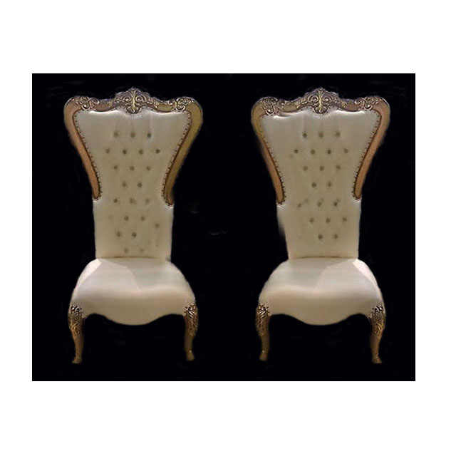 Latest Design Bridal Chairs Set Gold Plated Wedding Chairs Designer Bride and Groom Chair