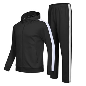 Chándal blanco y negro de dos tonos de alta calidad para hombre, ropa de calle dividida, chándales de jogging ajustados, conjuntos de 2 piezas para gimnasio - Product Image 4