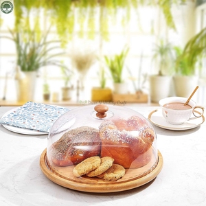 Servidor de Pastel Premium Ecológico con Tapa de Madera, Base Metálica, Superficie Lisa, Borde Decorativo para Mesa, Modelo Utilitario - Product Image 4