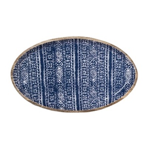 Plateau en bois et émail, 15.7 "x 9.5", 12 pièces, bleu/blanc - Product Image 2