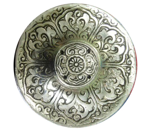 Soporte de incienso redondo Om de metal blanco, soporte de atrapasmas para aromaterapia - Product Image 5