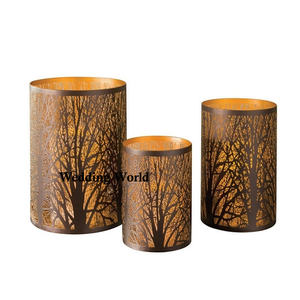 Portavelas de grabado de Metal, soporte votivo decorativo de lujo con forma redonda, venta al por mayor, novedad - Product Image 6