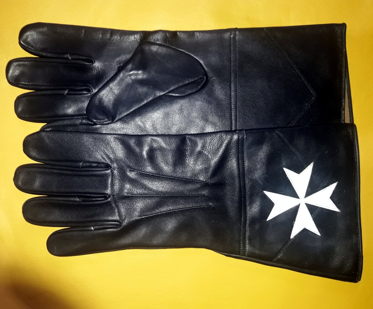 Мягкие Длинные кожаные перчатки Рыцарь темплар черные перчатки Белый крест