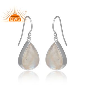 Boucles d'oreilles goutte d'eau en argent Sterling 925, boucles d'oreilles naturelles en forme de perle, lune arc-en-ciel, fabrication de bijoux, livraison gratuite - Product Image 2