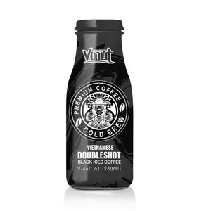 Botol Kaca VINUT 280Ml, Kopi Doubleshot Hitam Es Vietnam Cafe Den Da Direktori Produsen Siap untuk Minum Kopi