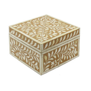 Boîte de rangement décorative en résine marron et blanche de haute qualité Axiom Home Accents, en MDF, boîte cadeau - Product Image 1