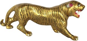 Artesanía Nirmala, Artesanía Metálica de Rajasthan, Escultura de Tigre Pintada Multicolor, Base Negra, León Decorativo para el Hogar - Product Image 2