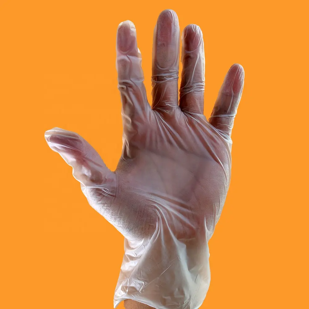 Hot Sale Pvc Chemikalien beständige Handschuhe Natürlicher kleiner puder freier Vinyl handschuh