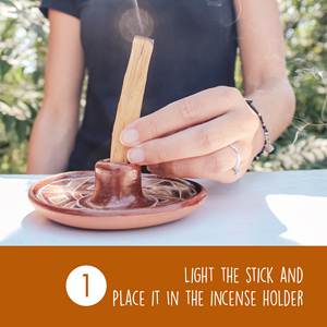 Porte-bâton PALOSANTO en terre cuite Cuenco des artisans équatoriens faits à la main avec 1 bâton Palo Santo à usage thérapeutique - Product Image 5