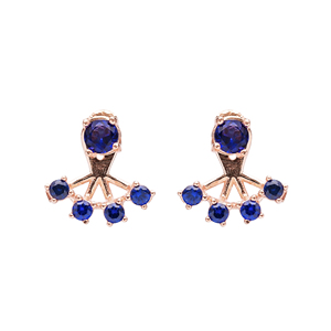 Boucle d'oreille Double face en pierre bleue saphir, boucle d'oreille turque fabriquée à la main en argent Sterling 925 pour femme, vente en gros - Product Image 1