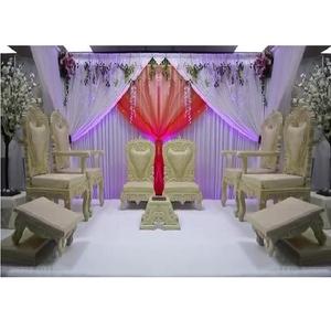 Fabricant de chaises Vedi pour mariage Marwari, chaises Bedi de conception hindoue pour mariage, ensemble de chaises Vedi en bois blanc sculpté pour mariage, Australie - Product Image 1