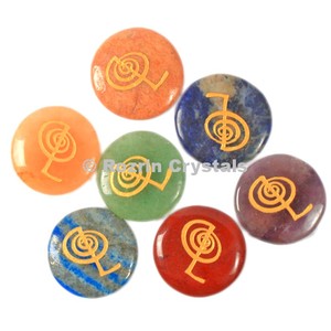 Polished Palm Pocket Stone Reiki Balancing Healing <b>Crystal</b> 7 Chakra Stones <b>Sets</b> - Product Image 2