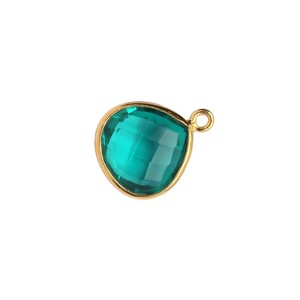 Superventas 925 plata esterlina bisel encanto colgante lazo 12mm verde azulado hidro cuarzo piedra impermeable joyería chapado en oro - Product Image 2