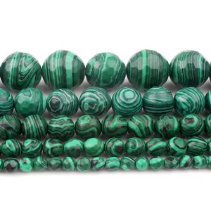 Cuentas de piedra sueltas redondas de malaquita verde Natural facetadas para la fabricación de joyas, collares y pulseras DIY de 4, 6, 8, 10, 12 y 14mm