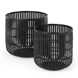 Set of 2 <b>Black</b> Bamboo <b>Storage</b> <b>Basket</b> for Home Wholesale - Product Image 1