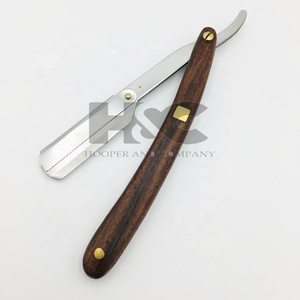 Professional Dark Wooden handle Barber <b>Razors</b> Stainless steel Barber <b>Razors</b> <b>straight</b> Top Replaceable Blade Barber <b>Razor</b> - Product Image 2
