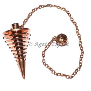 Péndulo de cobre redondo con Radial, Péndulo de cobre, Ágata gema, Feng Shui, venta al por mayor - Product Image 1