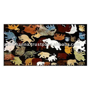 Tablero Redondo para Mesa con Incrustaciones de Mármol, Hecho a Mano, Estilo Antiguo - Product Image 1